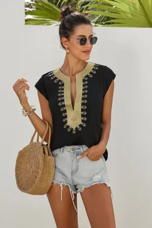 Boho Embroidered Shift Blouse - Sample Item 50% Off (Final Sale)