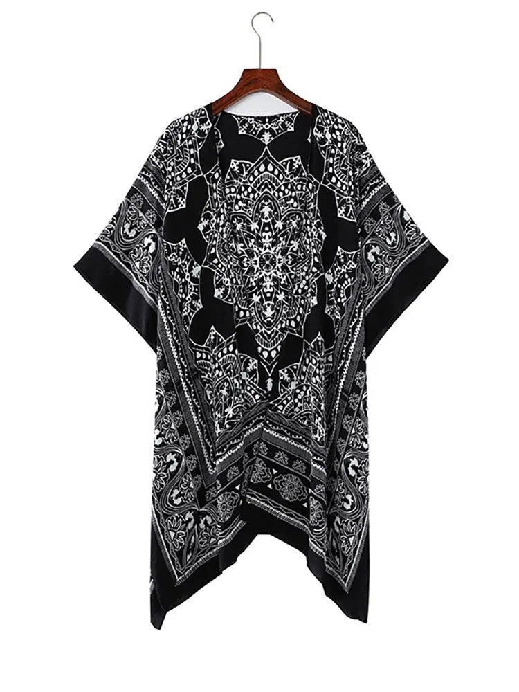 Boho Floral Printed Pattern Cardigan