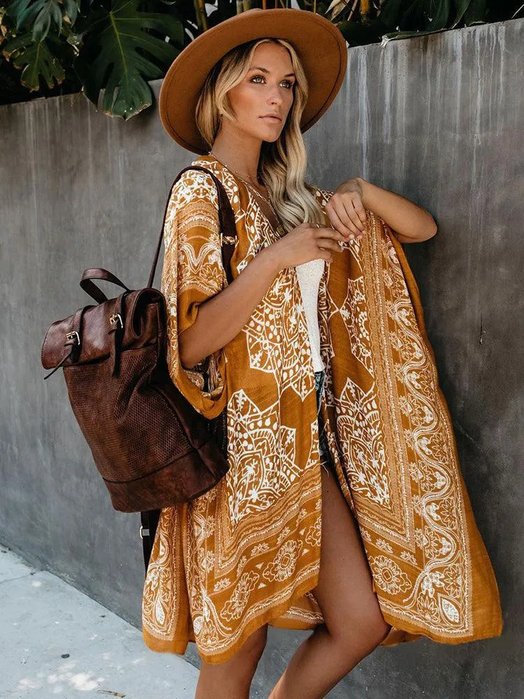 Boho Floral Printed Pattern Cardigan
