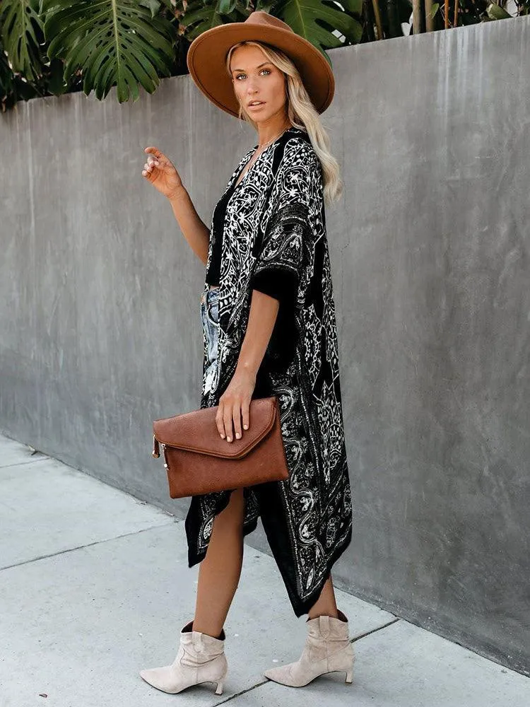 Boho Floral Printed Pattern Cardigan