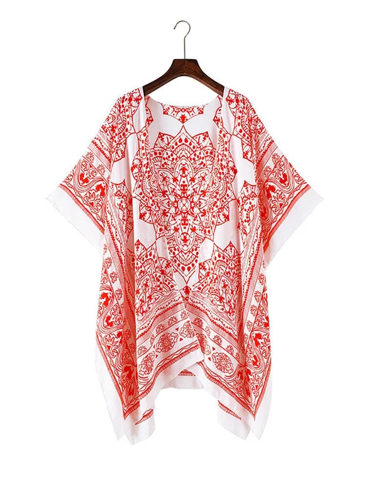 Boho Floral Printed Pattern Cardigan