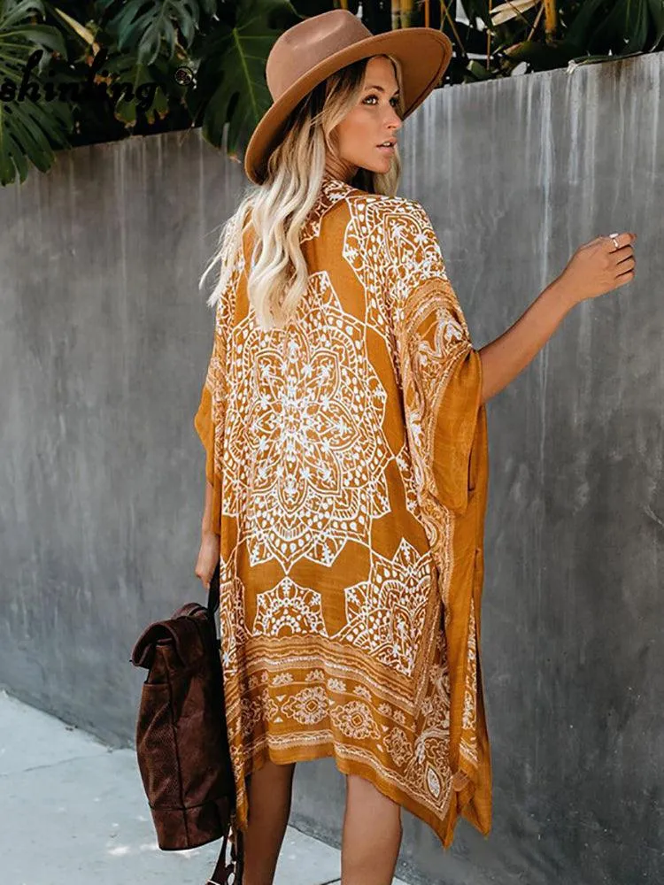 Boho Floral Printed Pattern Cardigan