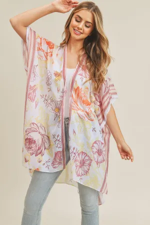 BOHO MULTI FLOWER PATTERN KIMONO