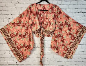 Boho Wrap Top/Festival Top/Bell Sleeve Crop Top/Tie front bell sleeve top/Crop tops/front tie front or back crop/Beach top/ Party Top