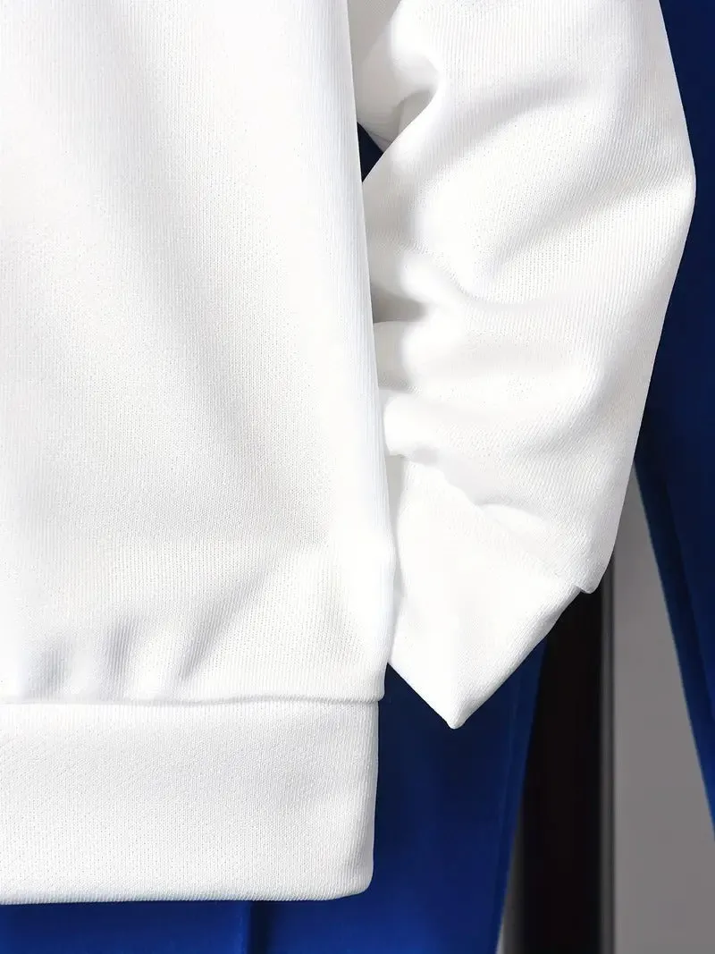 Boy's Capped Graphic Design  Blue Sweat Suit