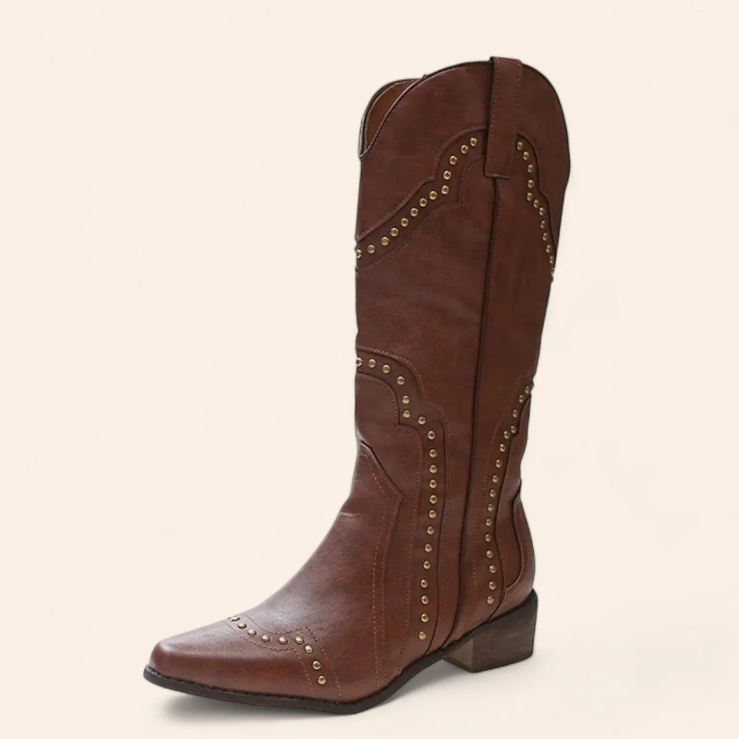 Brown cowboy boots - Vintage style with rivets - N°64