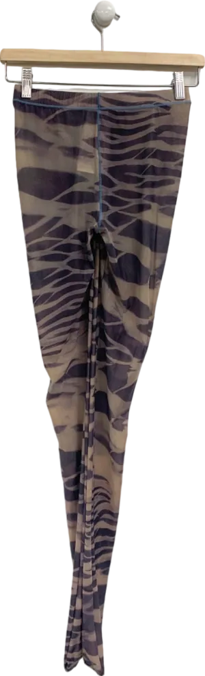 Brown Zebra Print Leggings UK S