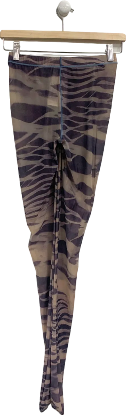 Brown Zebra Print Leggings UK S