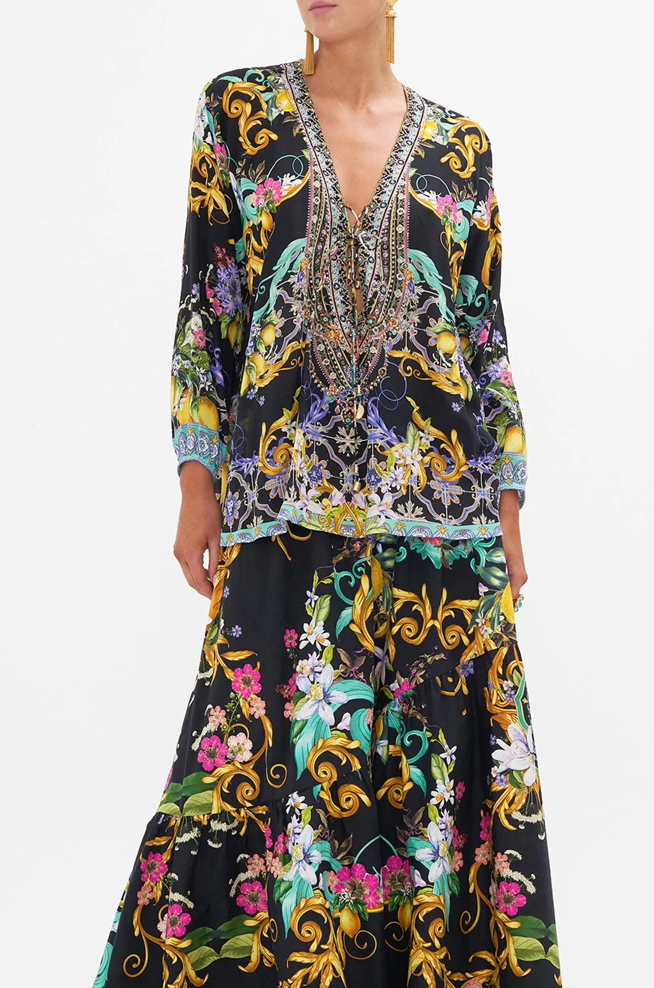 Camilla - Meet Me In Marchesa Lace Up Blouse