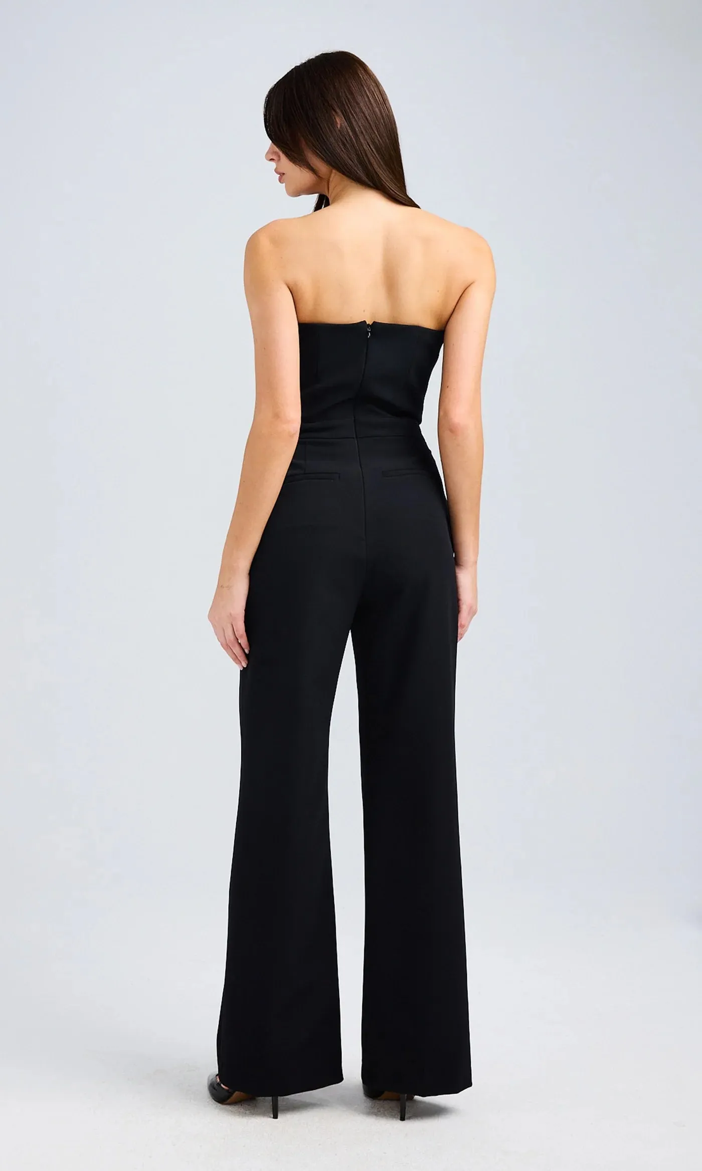 Camilo Crepe Button Jumpsuit - Black