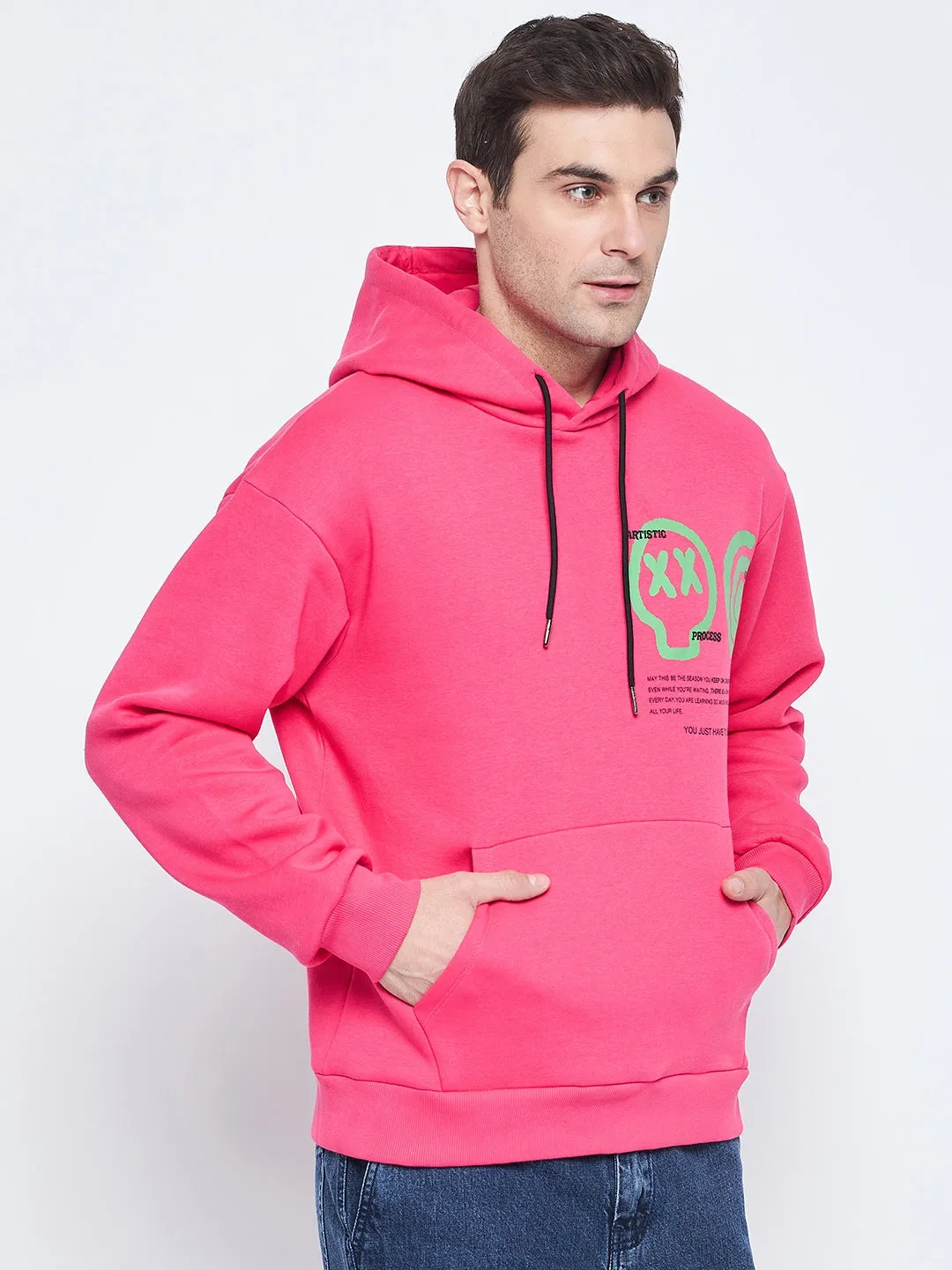 Camla Barcelona Graphic Print Hot Pink Hooded Sweatshirt