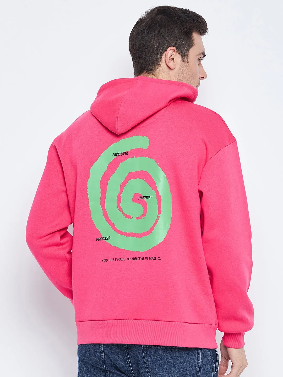 Camla Barcelona Graphic Print Hot Pink Hooded Sweatshirt
