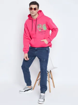 Camla Barcelona Graphic Print Hot Pink Hooded Sweatshirt