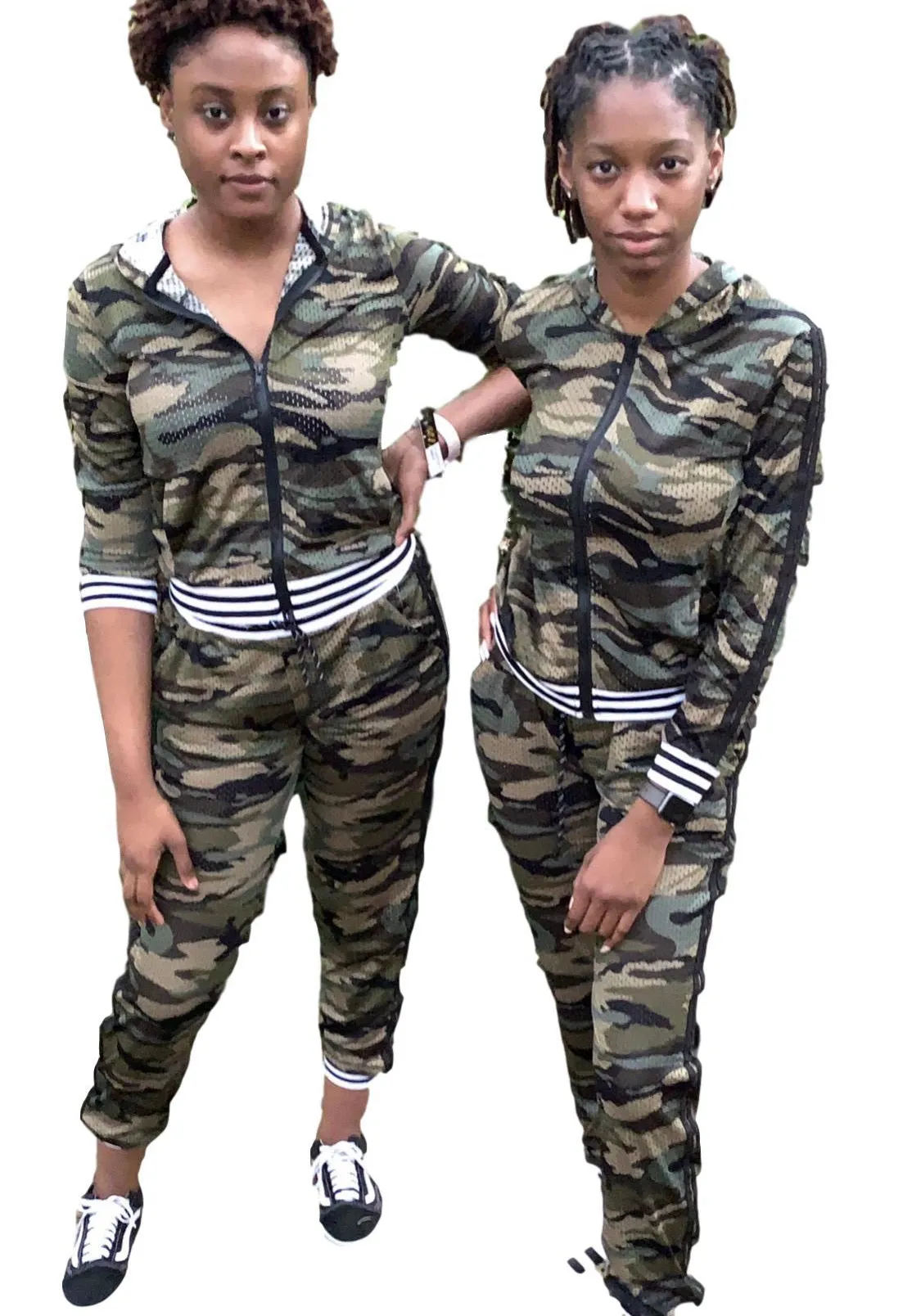 Camouflage Jogger Set with Zipper Jacket