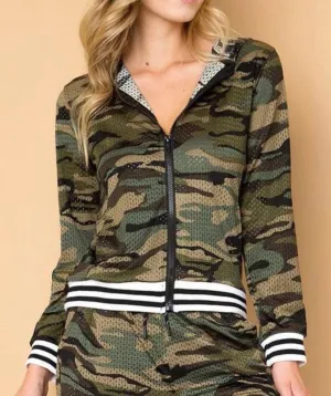 Camouflage Jogger Set with Zipper Jacket