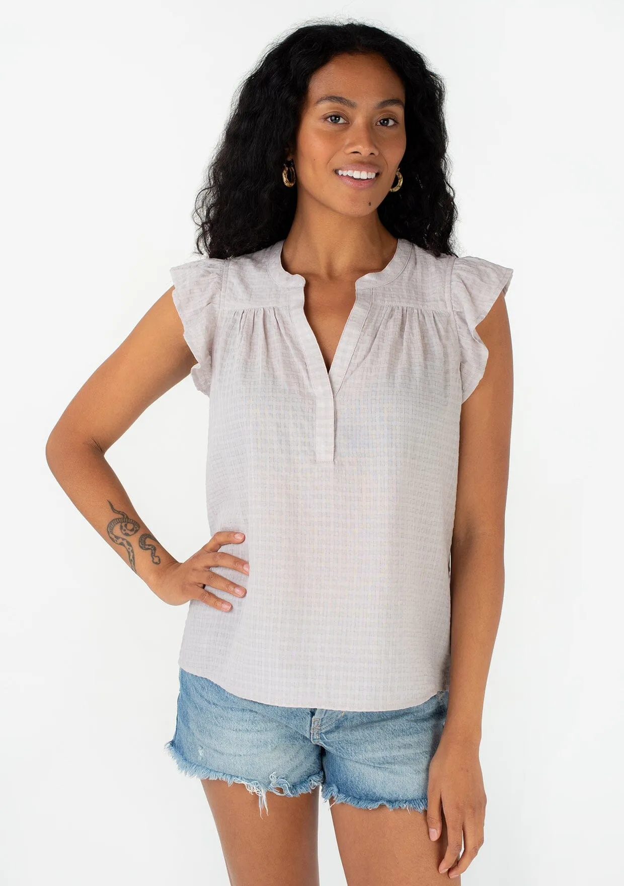 Carmen Flutter Sleeve Blouse