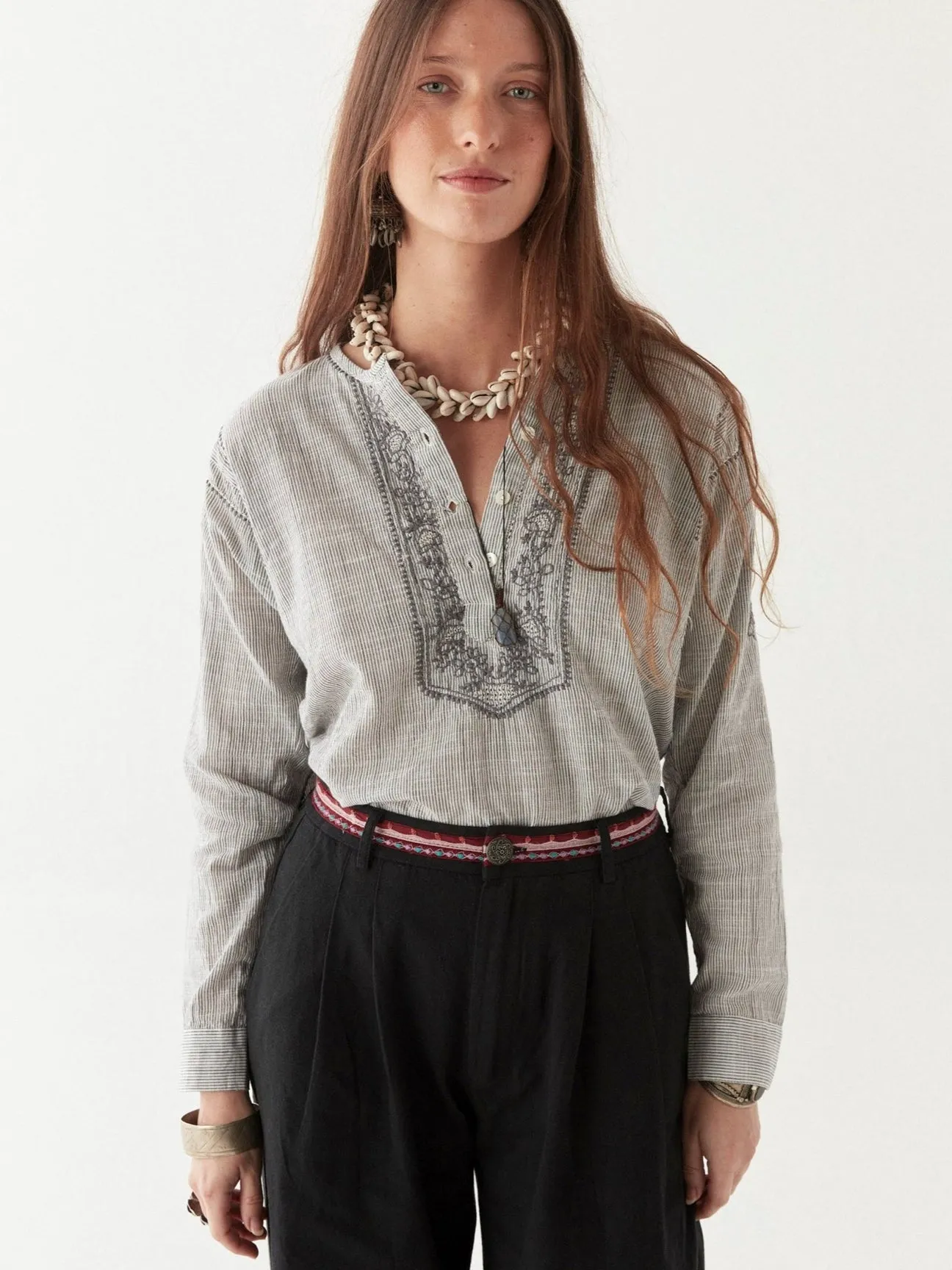 Cas Blouse - Blue Stripes