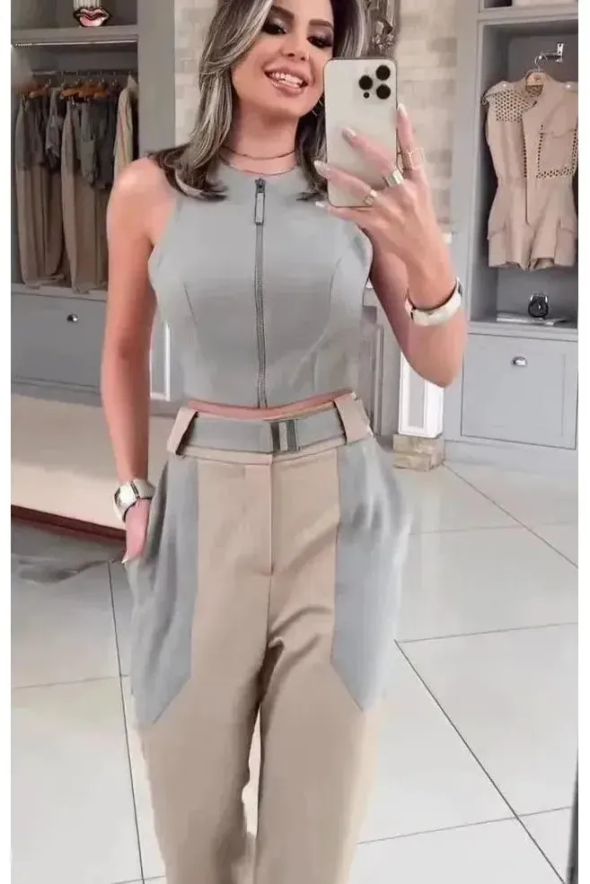 Casual Backless Vest Suit
