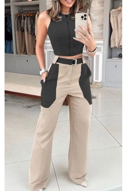 Casual Backless Vest Suit
