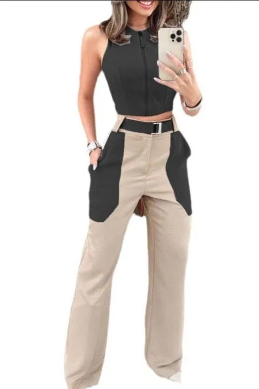 Casual Backless Vest Suit