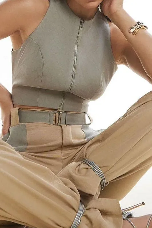 Casual Backless Vest Suit