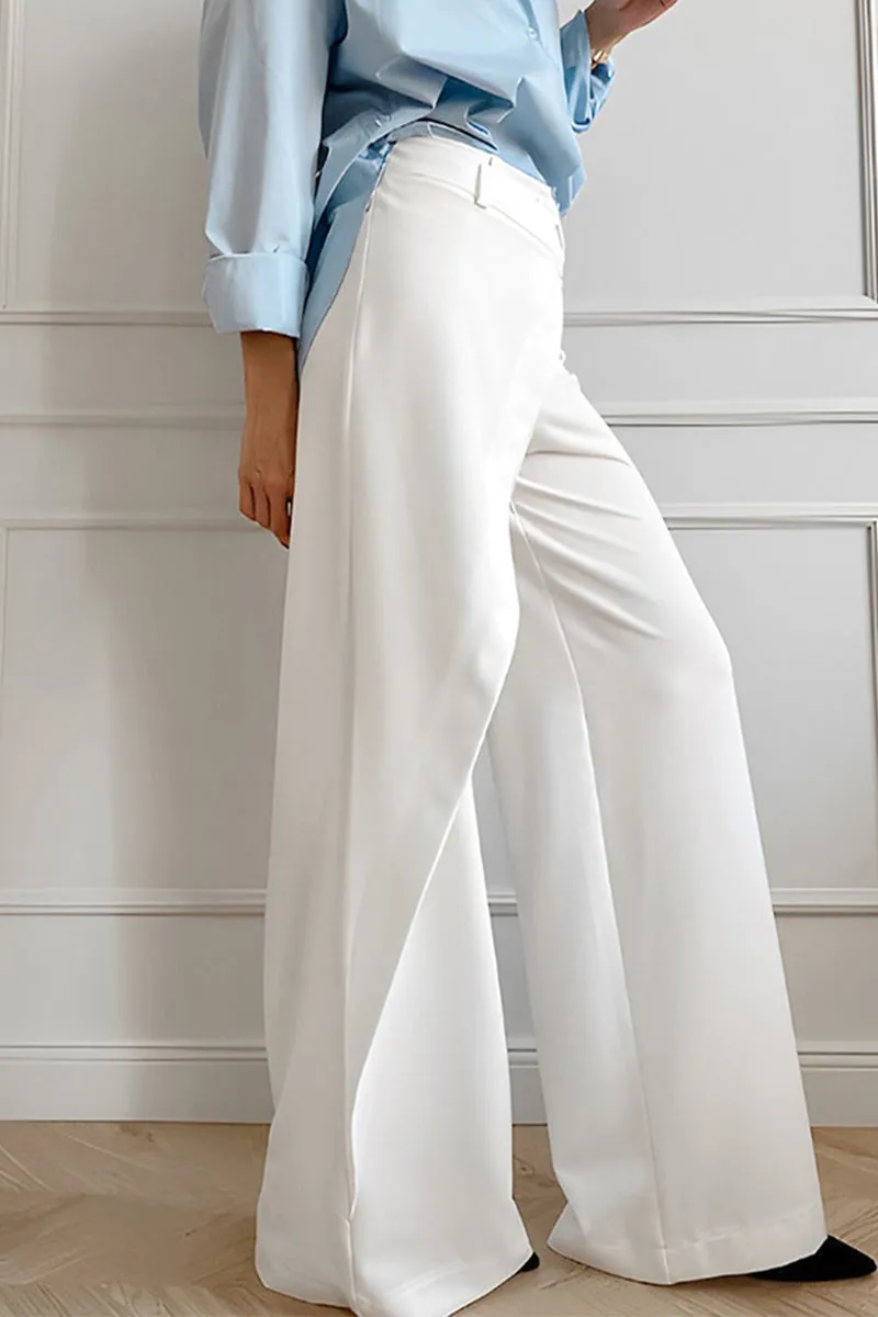 Casual Daily Solid Color Buttons Irregular High Waist Wide Leg Solid Color Bottoms