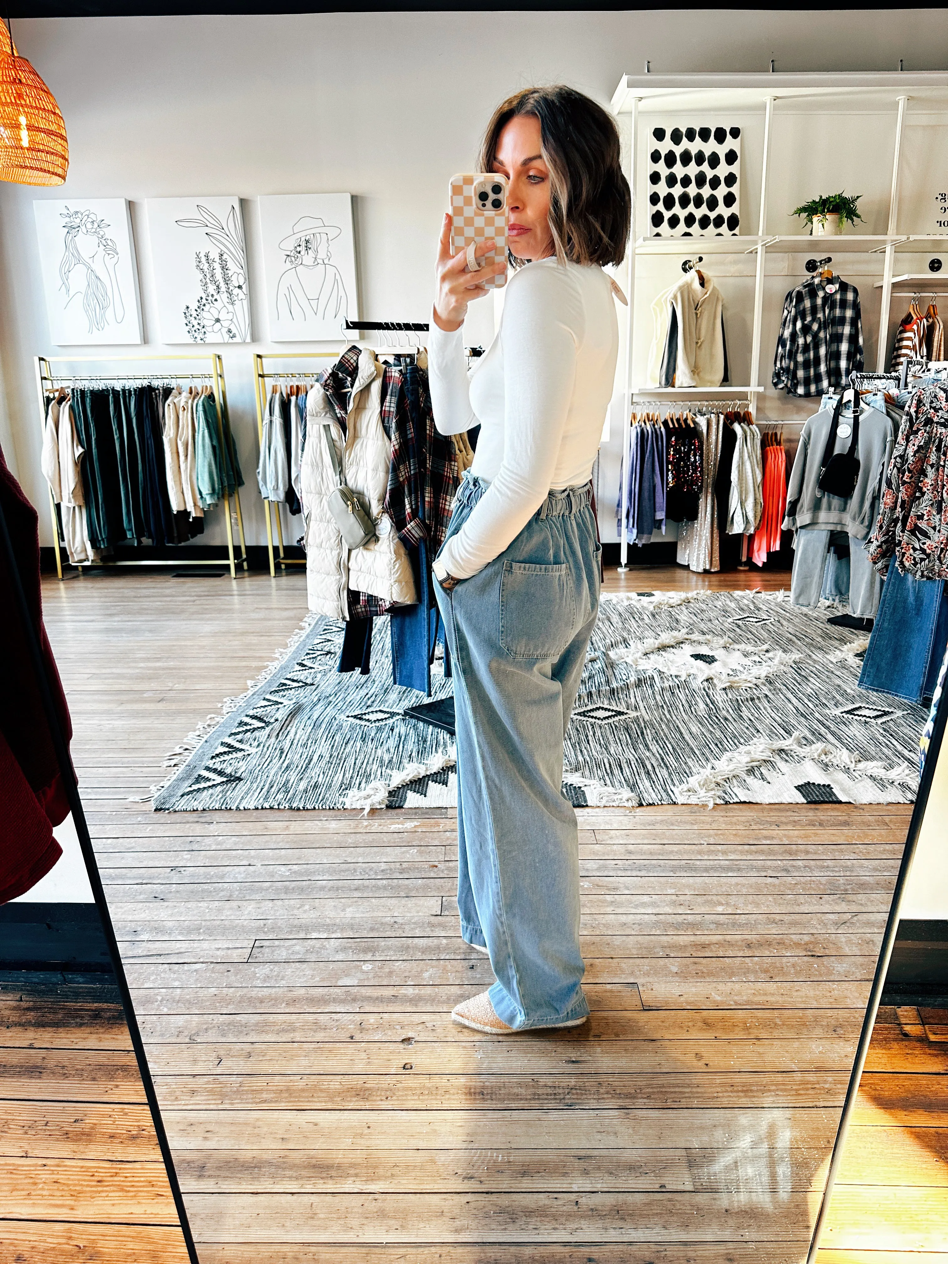 Casual Luxe Drawstring Denim Pants