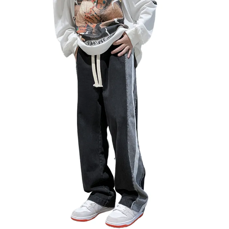 Casual Side Striped Webbing Jeans