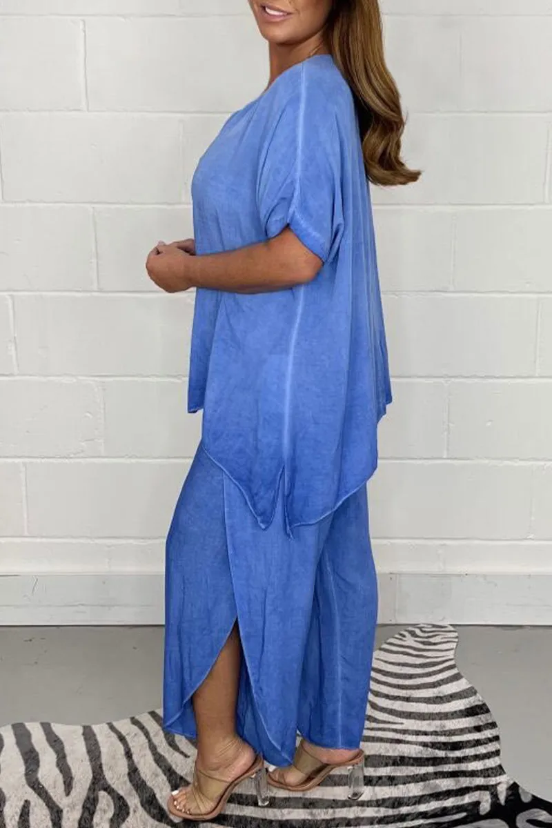 Casual Solid Fold Loose High Waist Wide Leg Solid Color Bottoms(9 Colors)