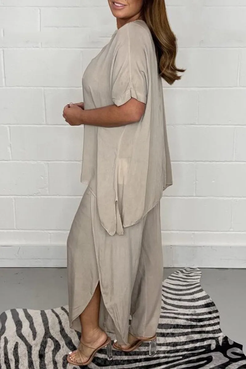 Casual Solid Fold Loose High Waist Wide Leg Solid Color Bottoms(9 Colors)