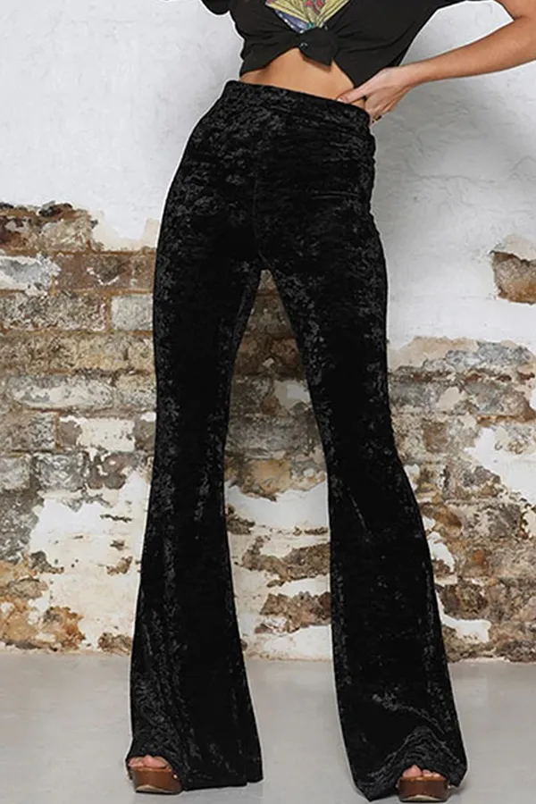Casual Solid High Waist Wide Leg Color Bottoms