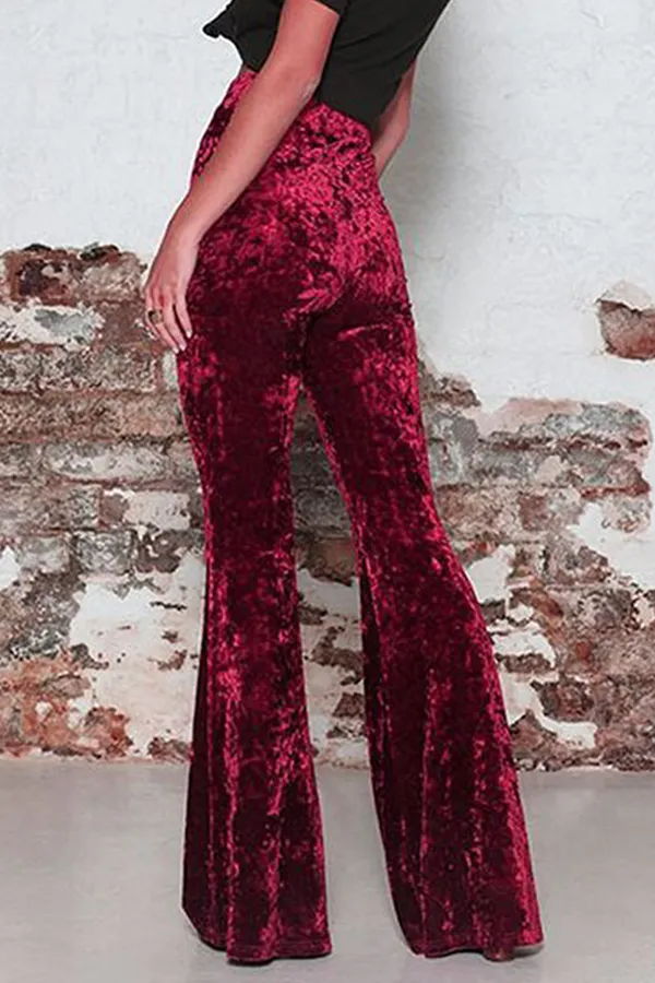 Casual Solid High Waist Wide Leg Color Bottoms