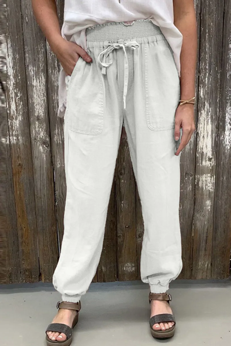 Casual Solid Patchwork Pocket Loose Harlan Solid Color Bottoms