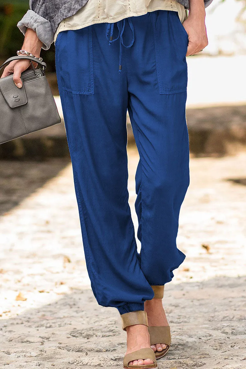 Casual Solid Pocket Straight High Waist Pencil Bottoms