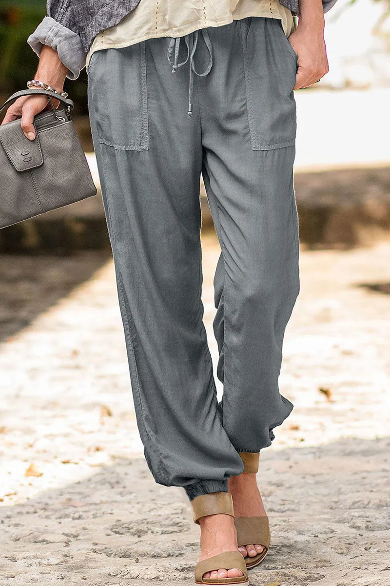 Casual Solid Pocket Straight High Waist Pencil Bottoms
