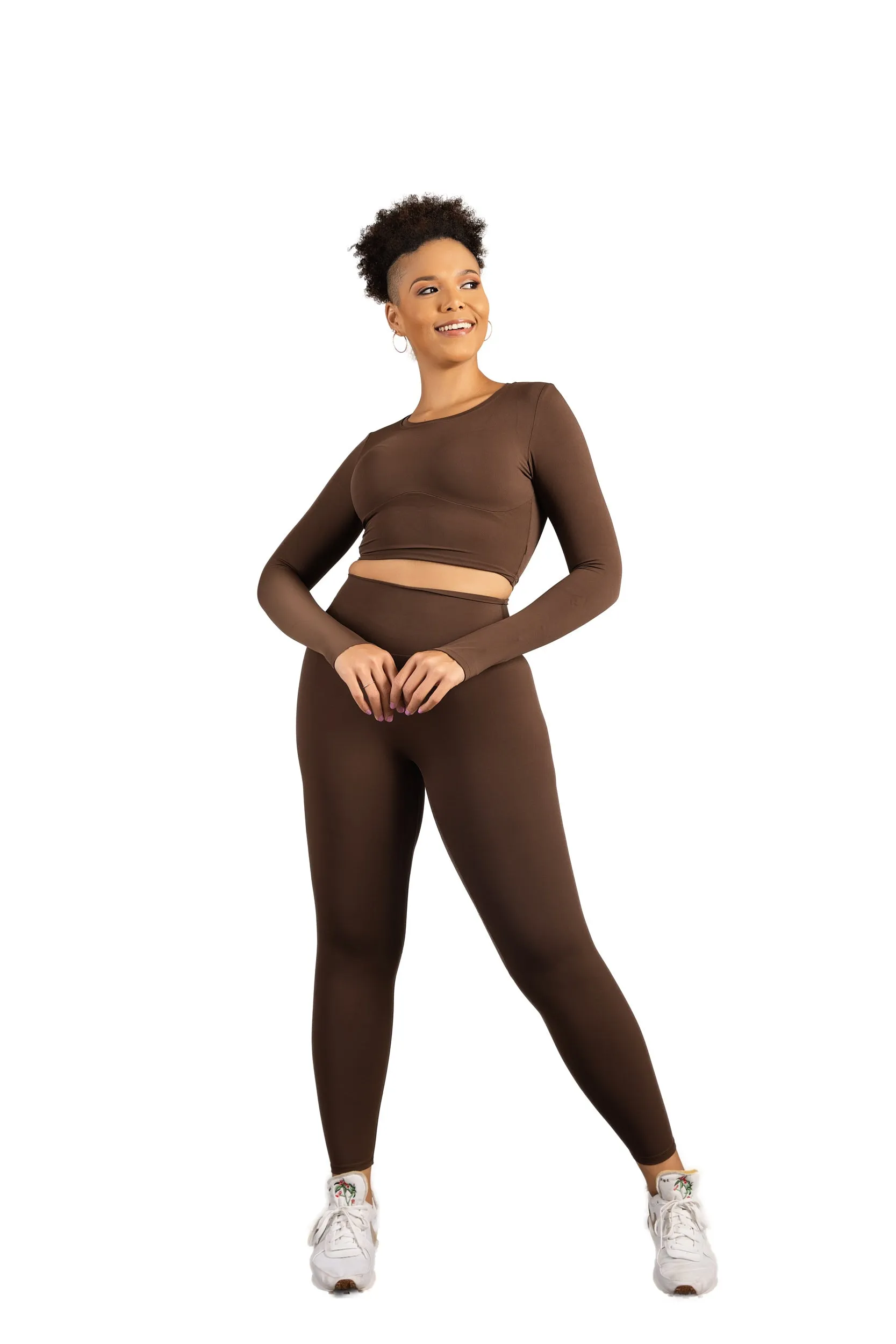 CELINE LONG SLEEVE CROP BROWN