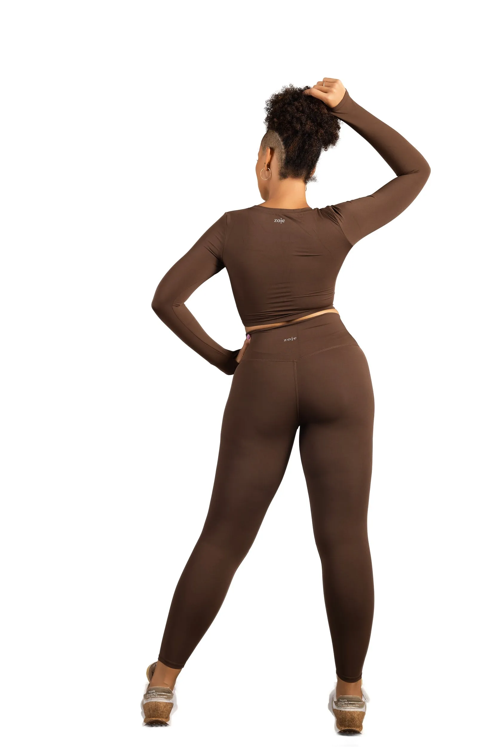 CELINE LONG SLEEVE CROP BROWN