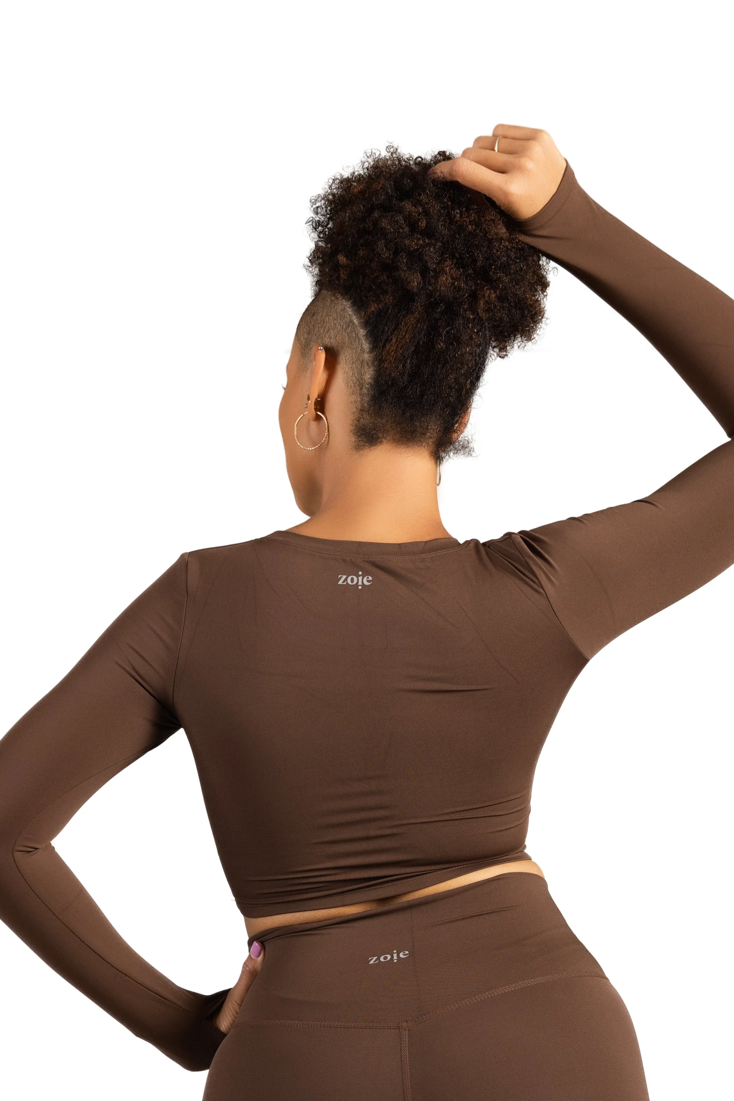 CELINE LONG SLEEVE CROP BROWN