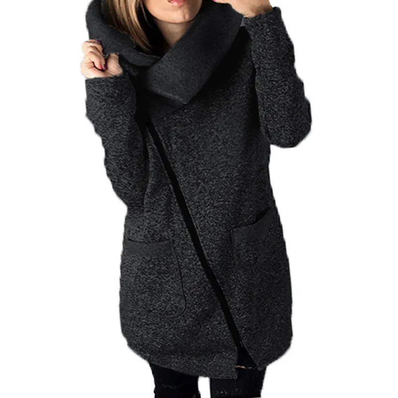 Celino Women's Black Long Sleeve Round Collar Hoodie T-Shirt Sweater