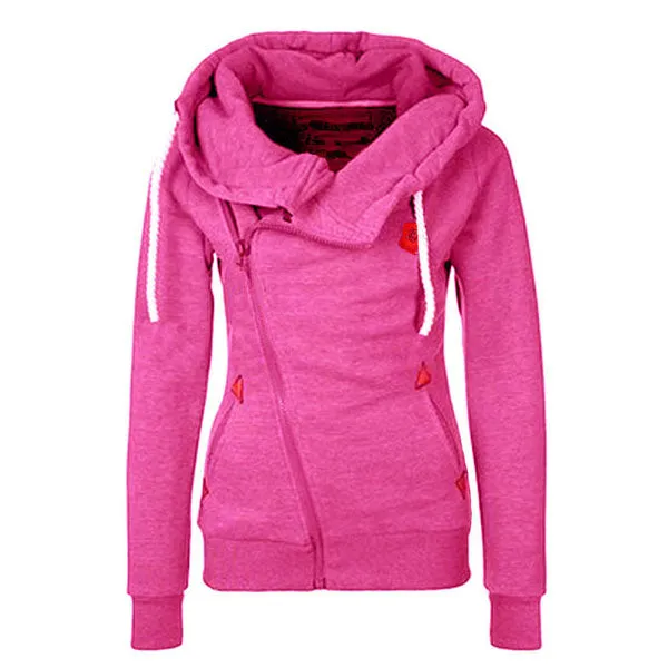 Celino Women's Pink Long Sleeve Round Collar Hoodie T-Shirt Sweater