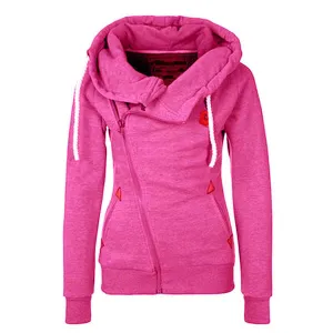 Celino Women's Pink Long Sleeve Round Collar Hoodie T-Shirt Sweater