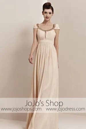 Champagne Regency Cap Sleeves Long Prom Evening Cocktail Dress CX830168