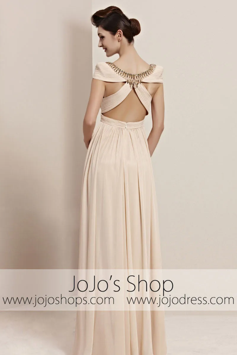 Champagne Regency Cap Sleeves Long Prom Evening Cocktail Dress CX830168