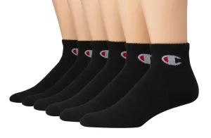 Champion Women's Ankle Socks C Logo 6-pairs Black 9-11 (shoe Size 5-9)