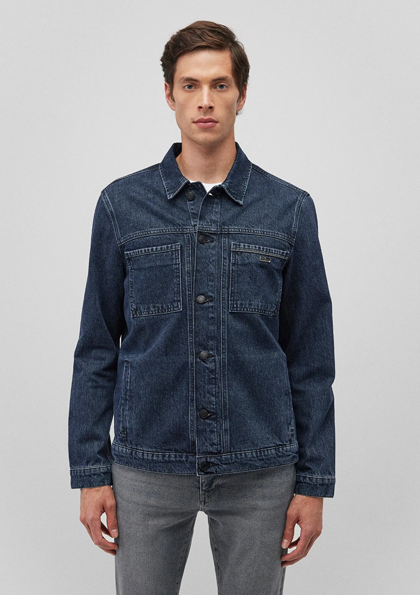 Charles Blue Black Lux Black Jean Jacket