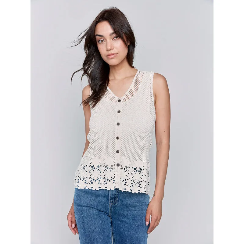 Charlie B Button Front Crochet Vest