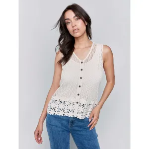 Charlie B Button Front Crochet Vest