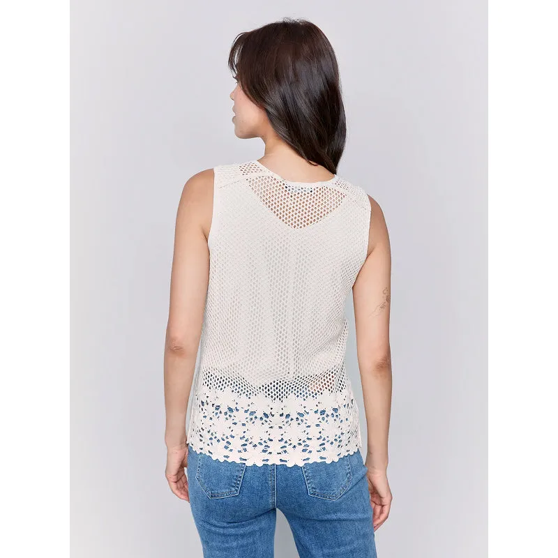 Charlie B Button Front Crochet Vest