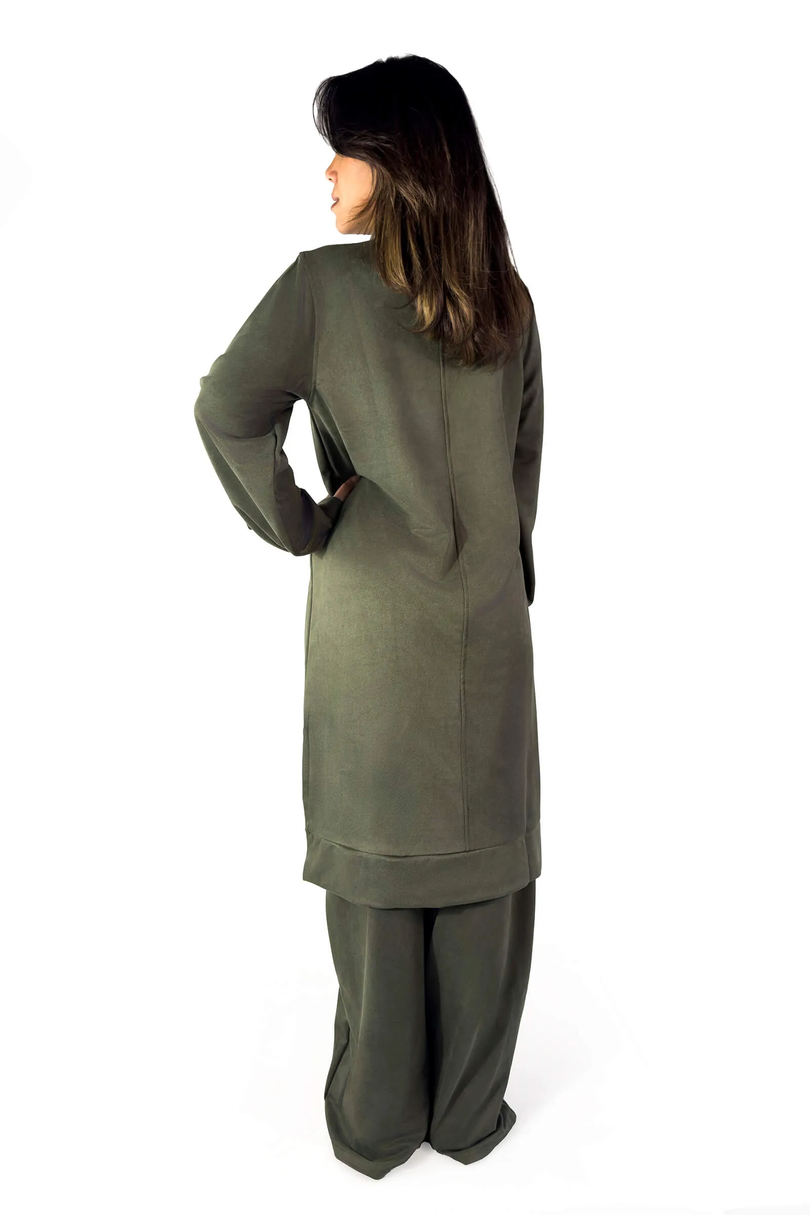 Chic Olive Ribbed Suede Lounge Set