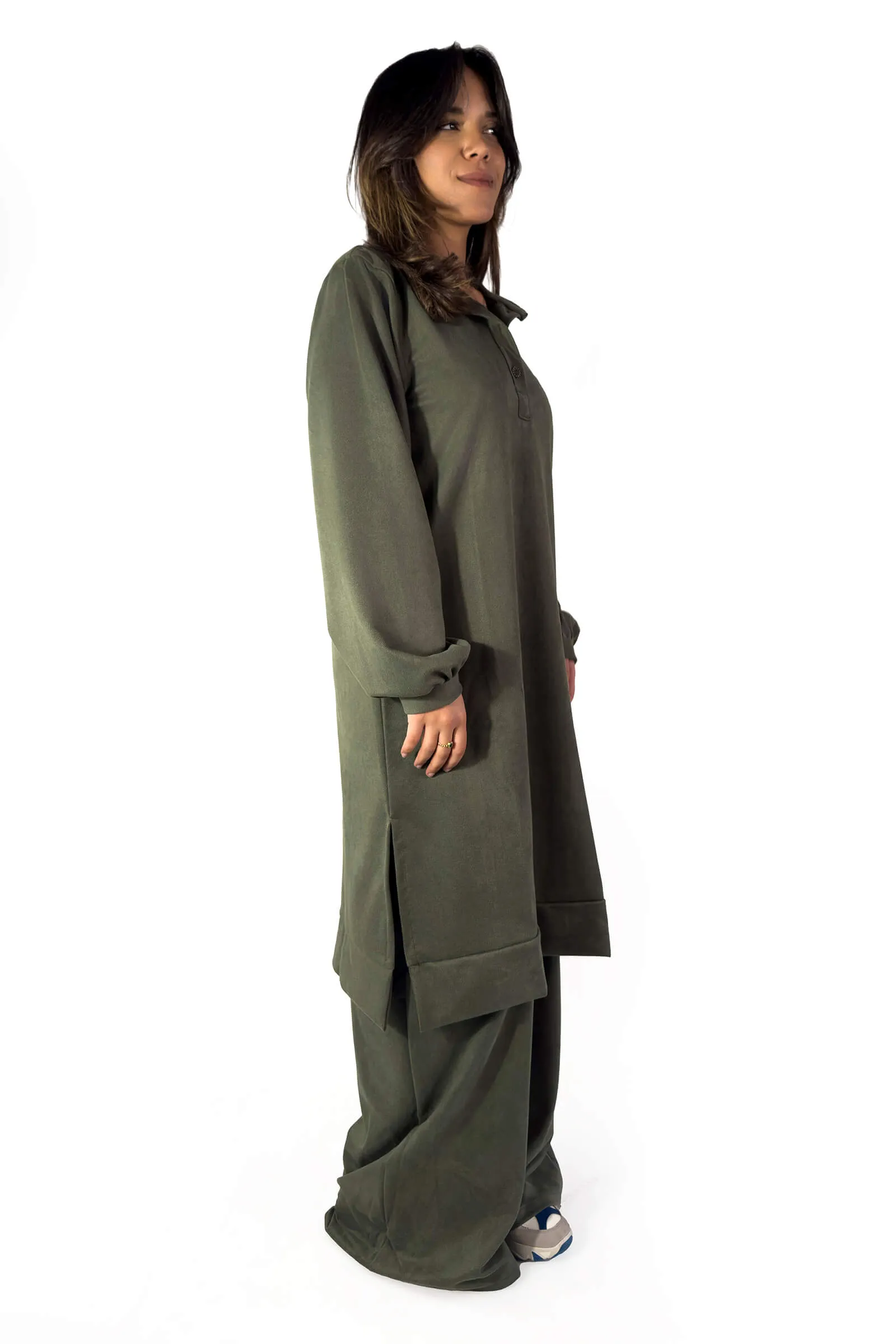 Chic Olive Ribbed Suede Lounge Set